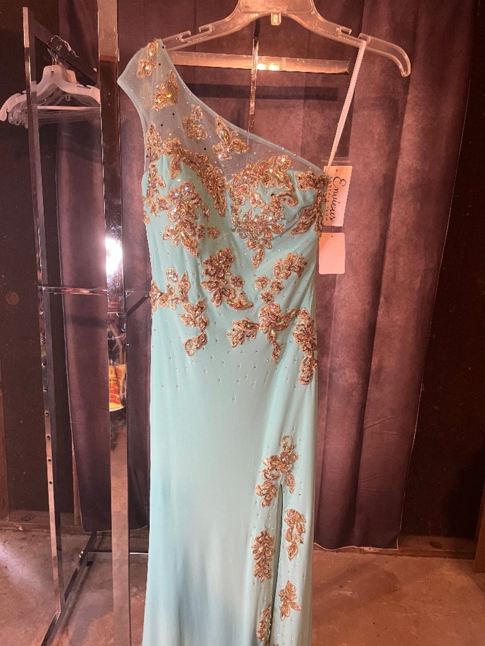 Envious Formal blue dress, floor length, one shoulder - size 4